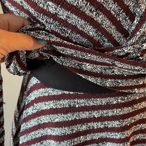 FREE PEOPLE mini dress fit and flare striped LIGHT SWEATER KNIT deep V neck S - Picture 3 of 14